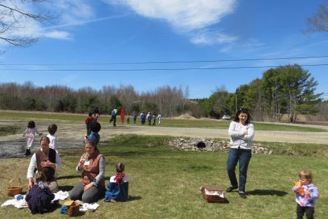 Lunch & Recess on a warm spring day: A ball game forming (Home School Group)
